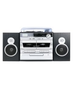 Trexonic 3-Speed Turntable With CD Player, Double Cassette Player, Bluetooth, FM Radio & USB/SD Recording
